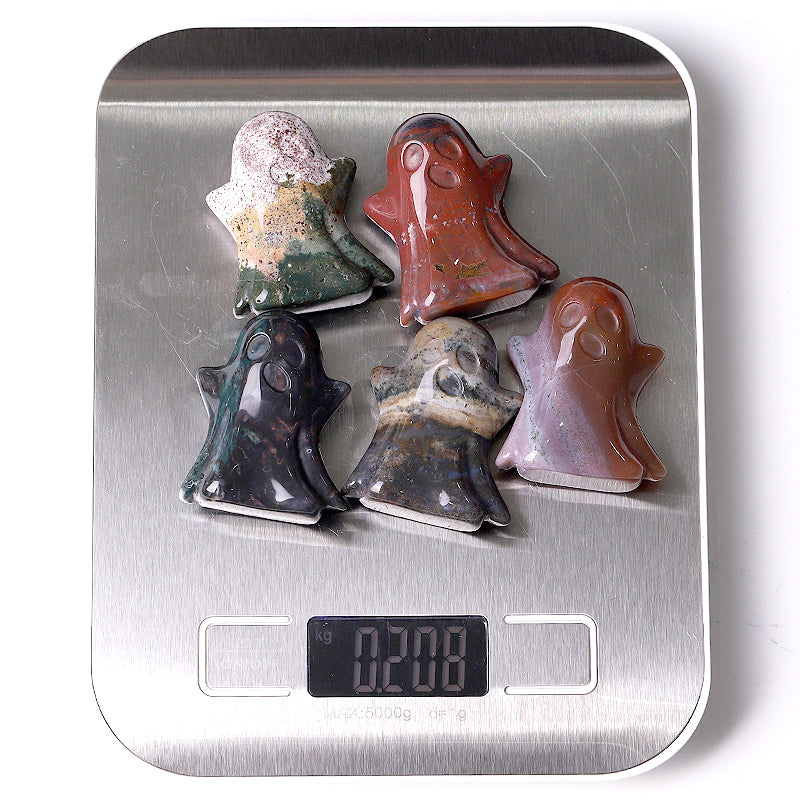 1.8" Ocean Jasper Ghost Crystal Carvings for Halloween