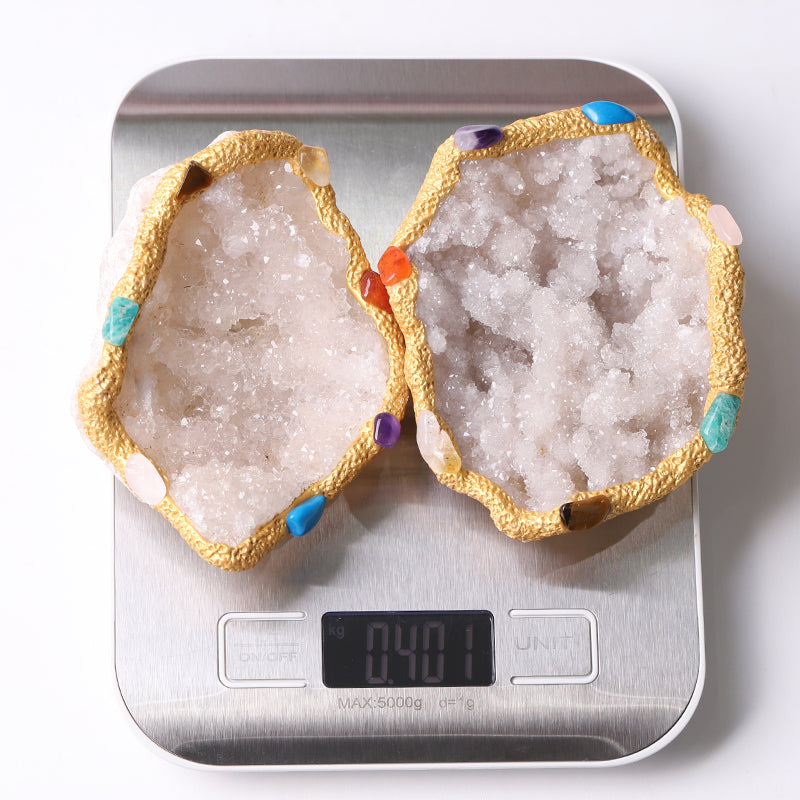 Druzy Clear Quartz Chakra Bowl Free Form