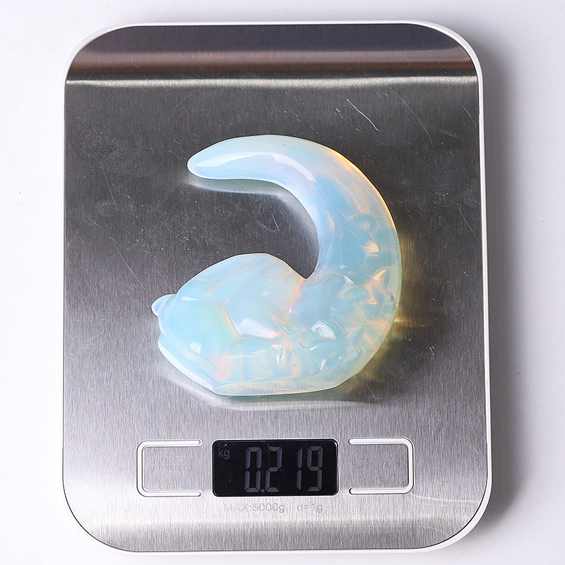 3" Opalite Moon with Rabbit Crystal Carvings