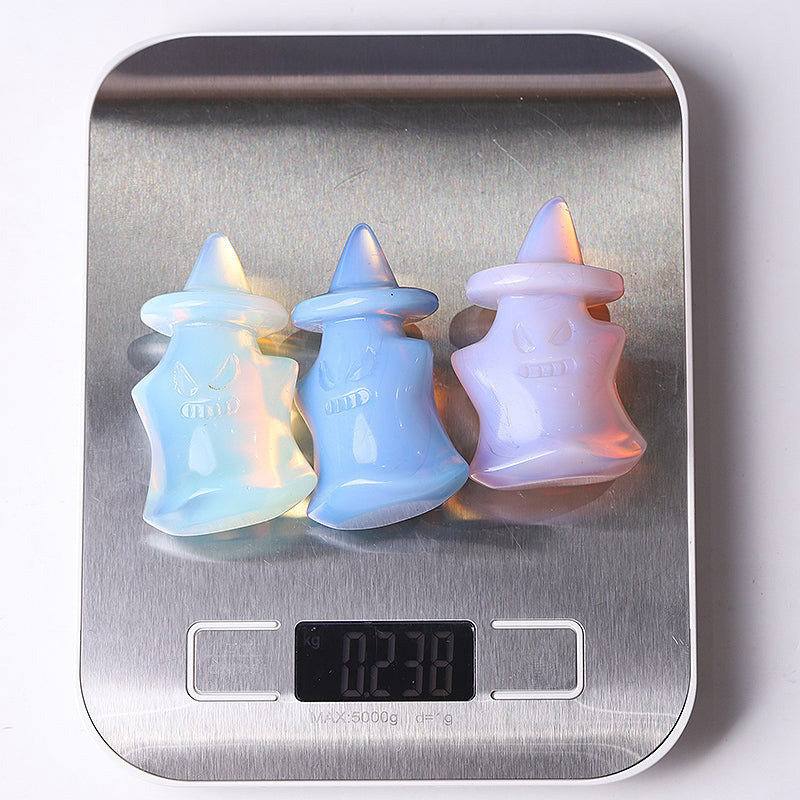 2.5" Blue Pink White Opalite Witch Crystal Carvings for Halloween