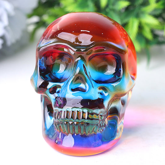 3" Aura Glass Skull Angel Crystal Carvings