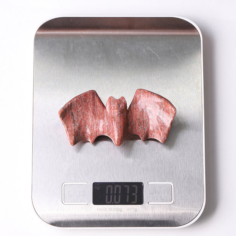 3.7" Sesame Stone Bat Crystal Carvings Halloween Decor