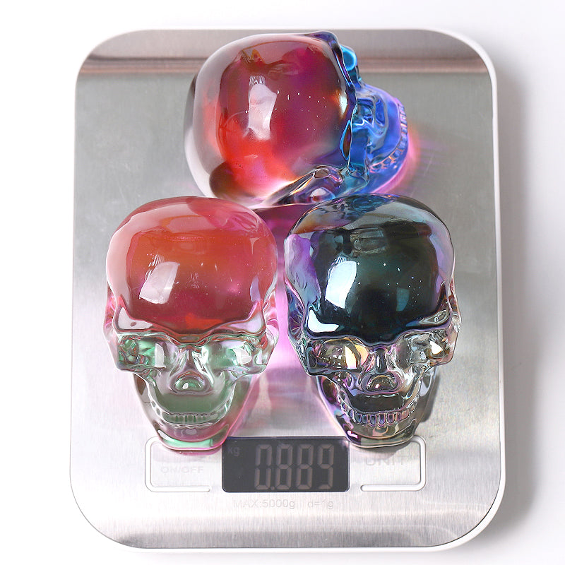 3" Aura Glass Skull Angel Crystal Carvings