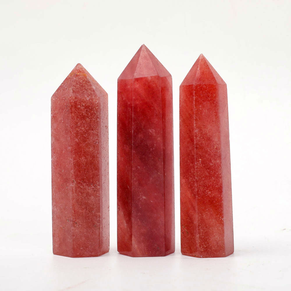 Set of 3 Strawberry Quartz Points