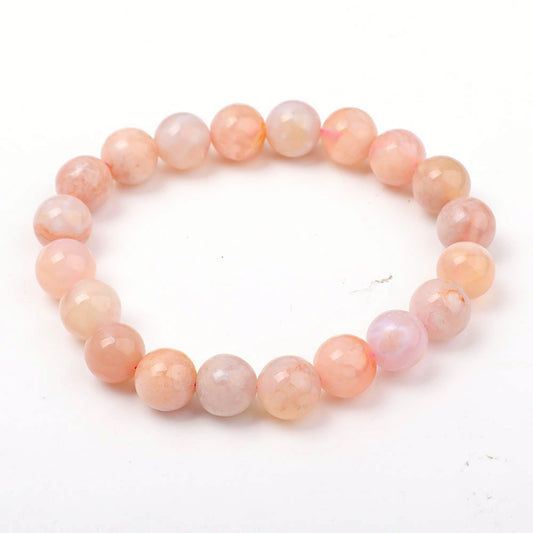 10mm Flower Agate Bracelet