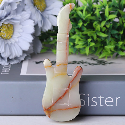 5" Afghan Jade Guitar Crystal Carvings