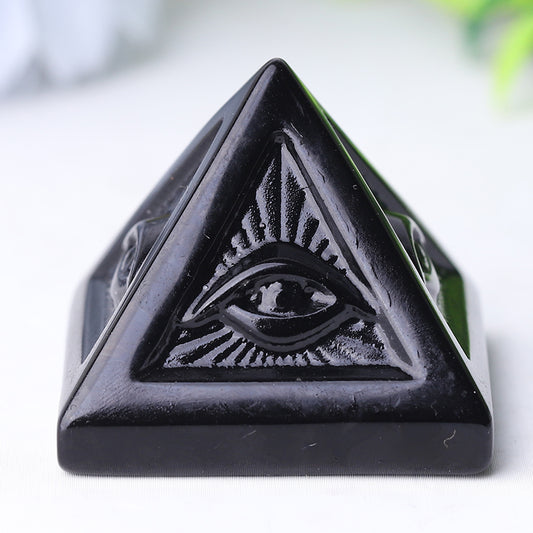 1.6" Black Obsidian Pyramid Crystal Carvings