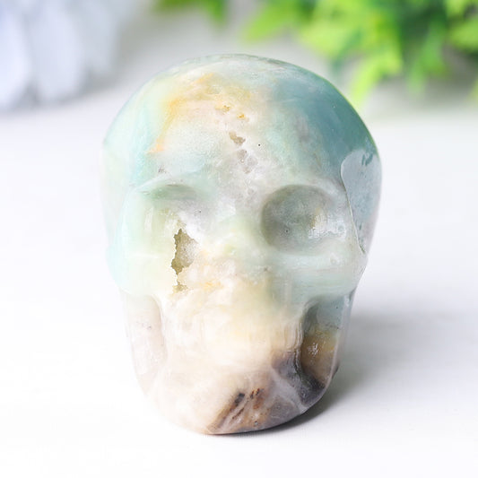2" Sky Blue Skull Crystal Carvings