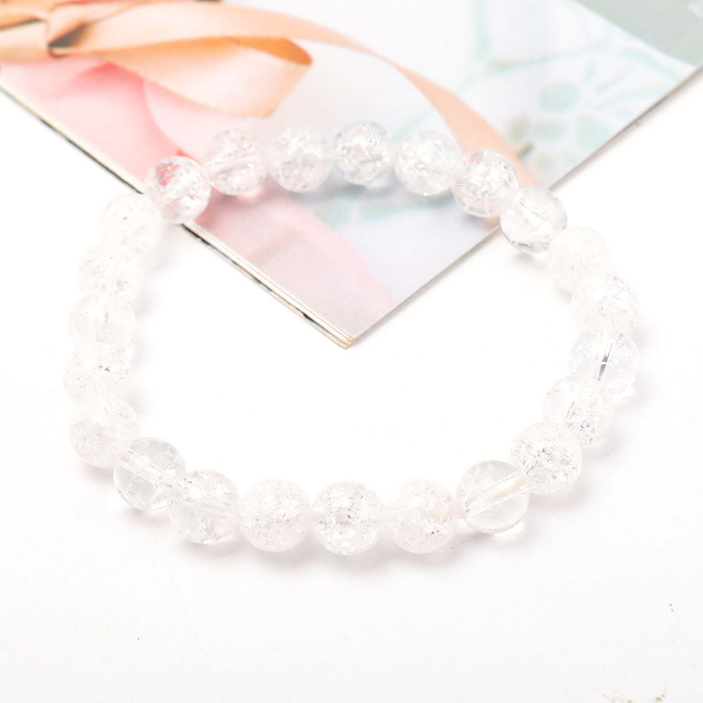 8.5mm Crack Clear Quartz Crystal Bracelet Bulk Wholesale