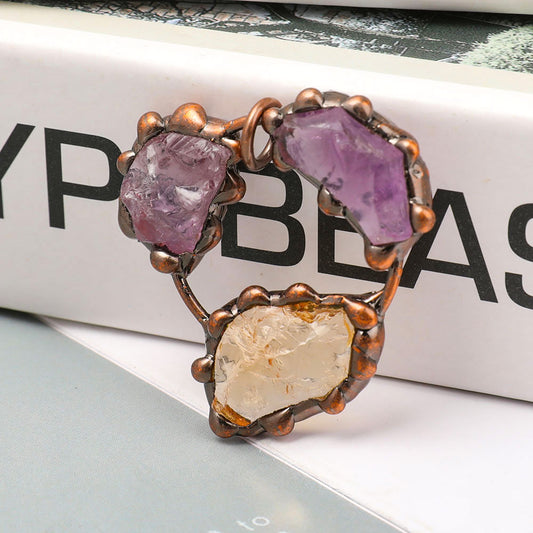 Raw Amethyst Citrine Stone Pendant