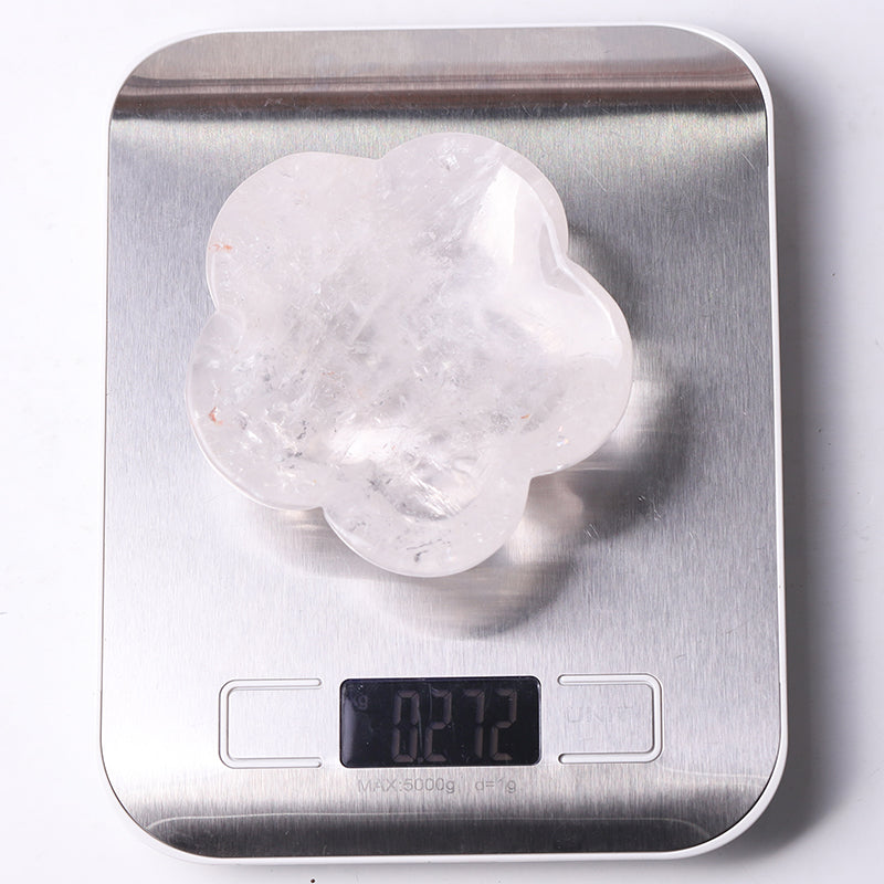 3.5" Clear Quartz Flower Shape Bowl Crystal Carvings