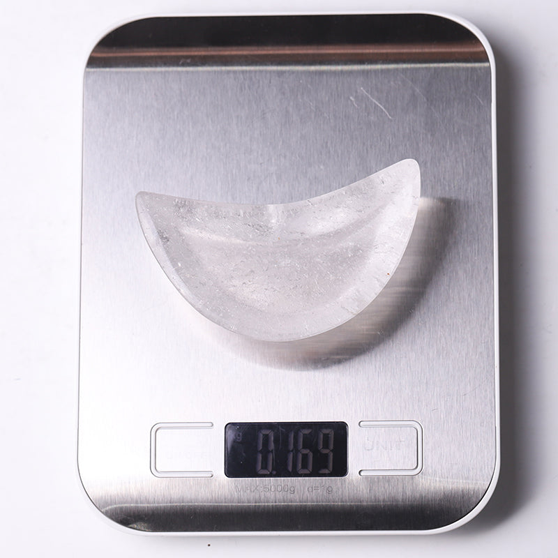 3.5" Clear Quartz Moon Shape Bowl Crystal Carvings