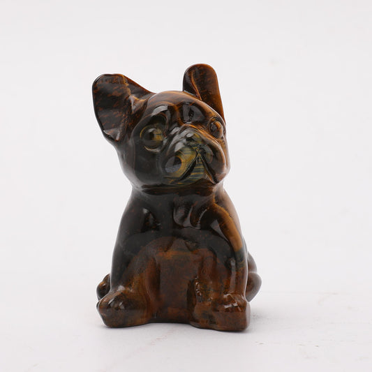 Tiger Eye Bull Dog Carvings