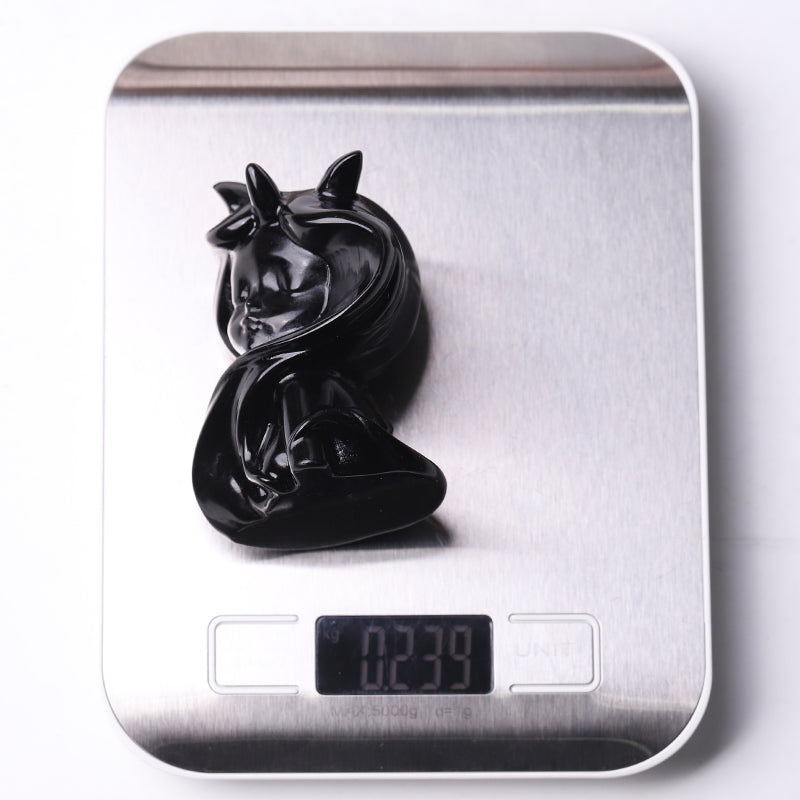 3.3" Black Obsidian Devil Crystal Carvings