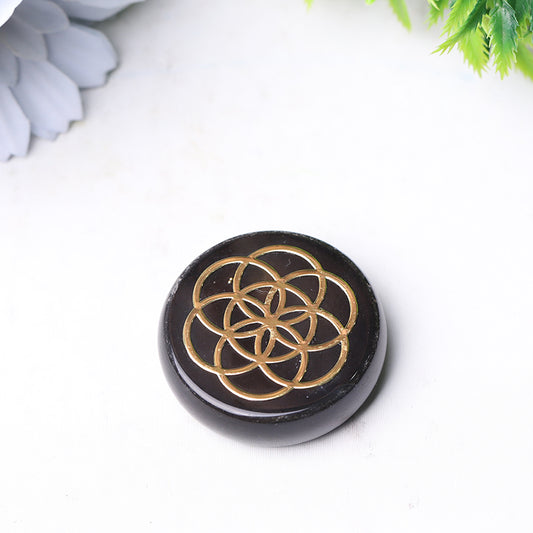 Agate Round Palm Stone with Printing