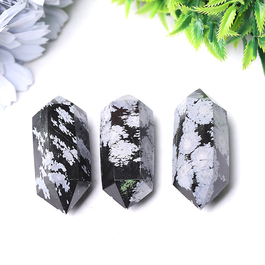 2" Snowflake Obsidian Double Terminated Point
