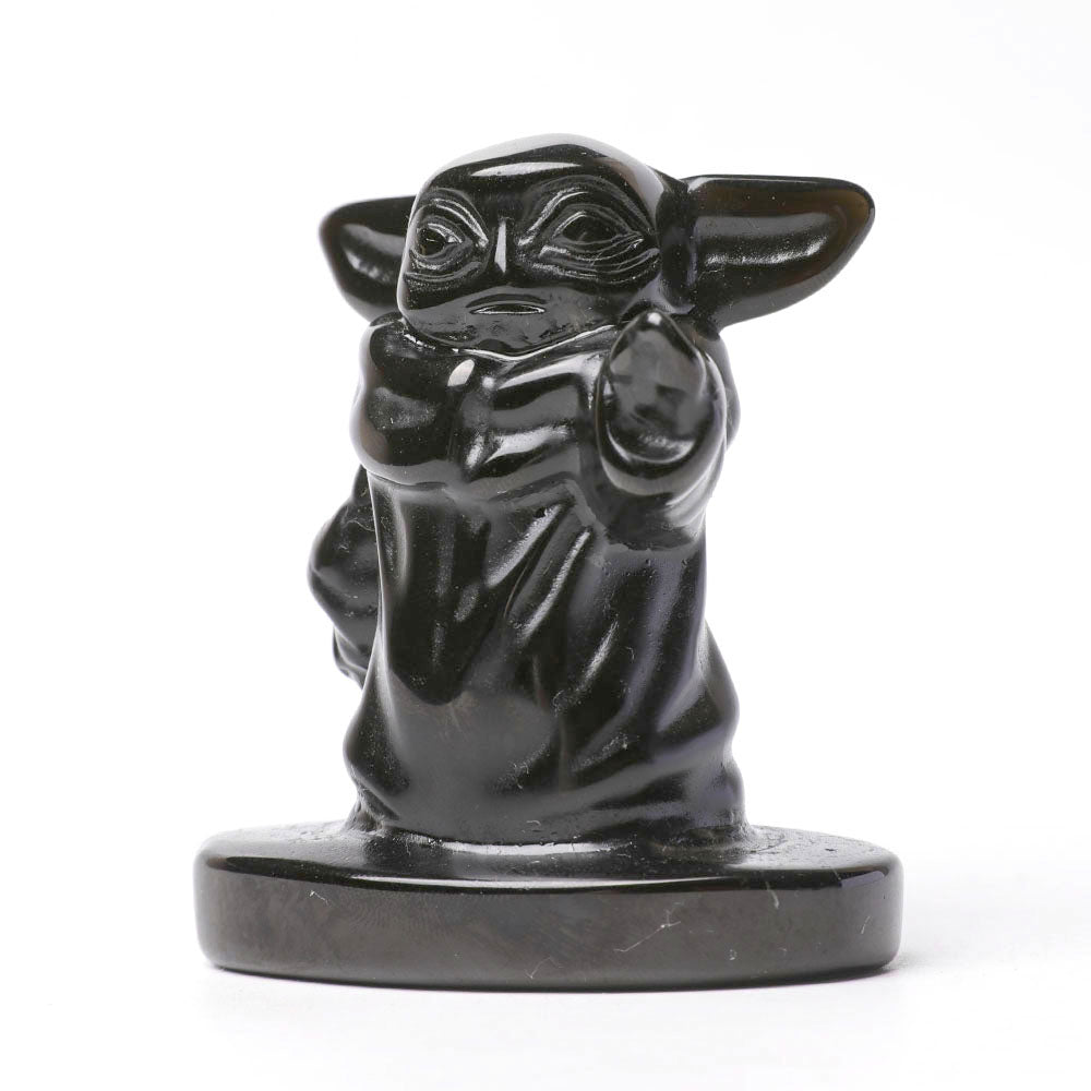 Black Obsidian Master Yoda Crystal Carvings