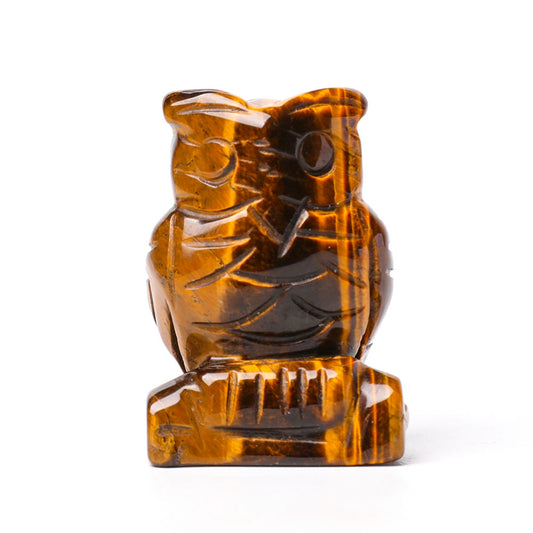 2.0" Tiger Eye Owl Figurine Crystal Carvings