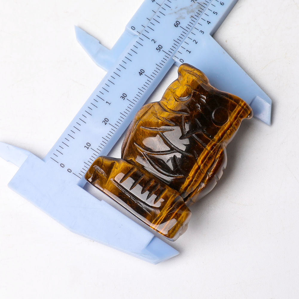 2.0" Tiger Eye Owl Figurine Crystal Carvings