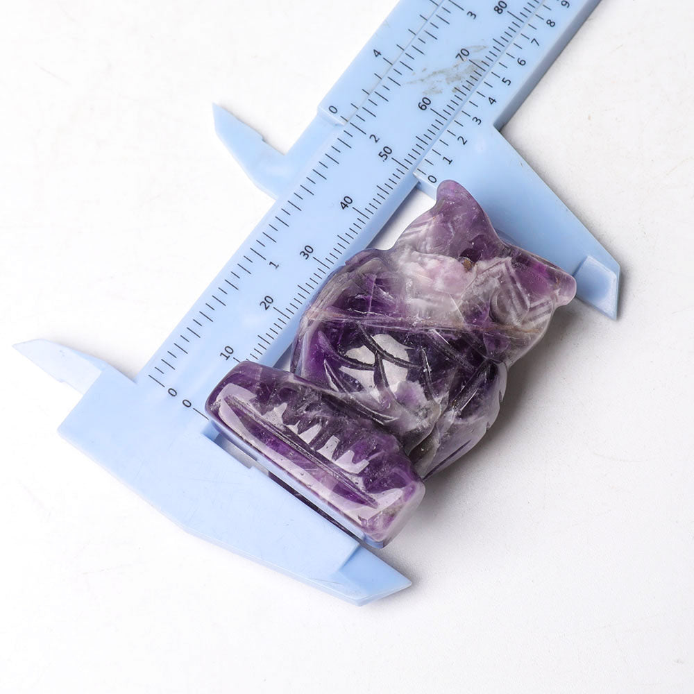 2.0" Amethyst Owl Figurine Crystal Carvings for Halloween