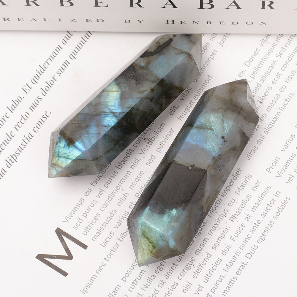 Set of 2 Labradorite Double Terminated Points