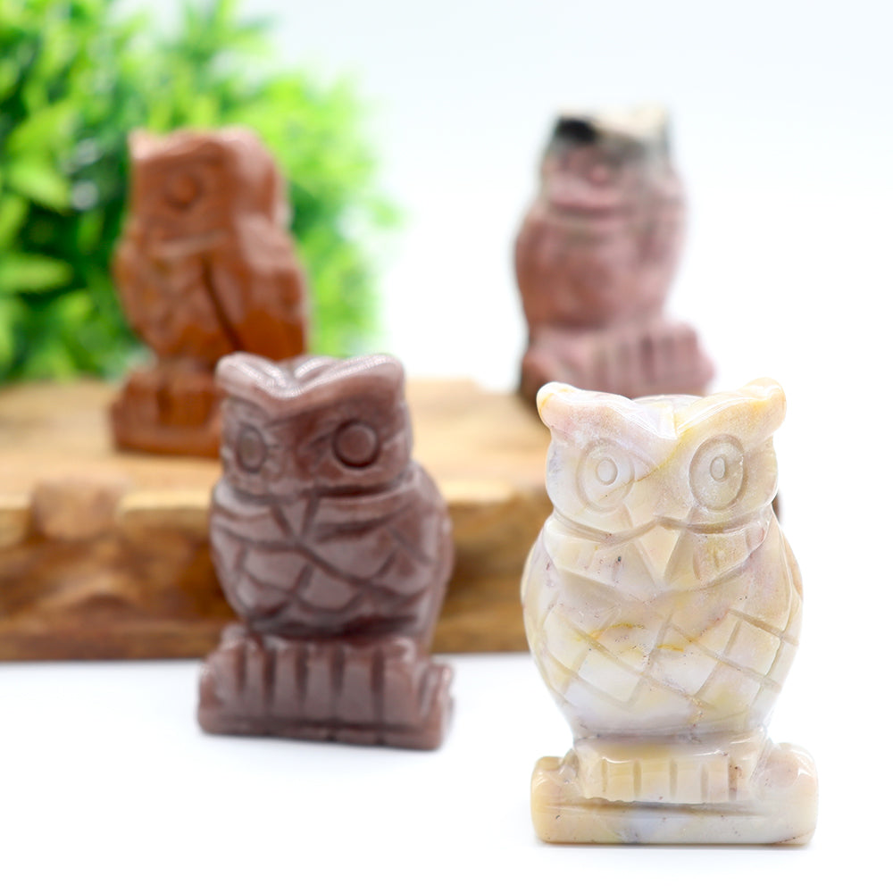 Hand Carved Owl Shaped Crystal Animal Carving