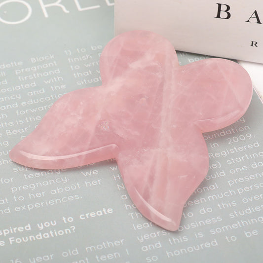 Rose Quartz Butterfly Shape Guasha Board