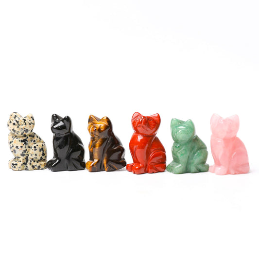 1.5" Cat Figurine Crystal Carvings