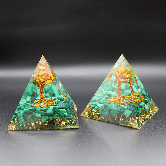 Tree of life Malachite Crystal Pyramid