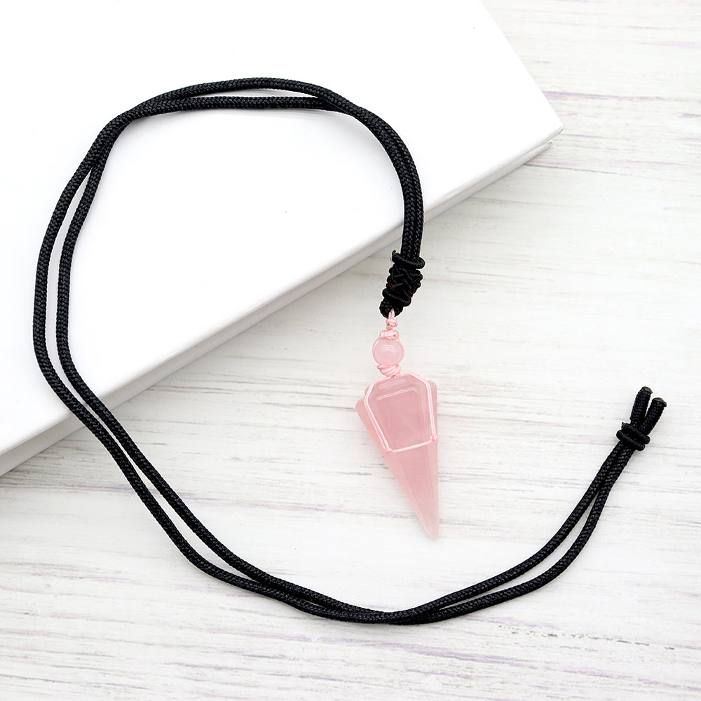 Arrow Shaped Obsidian Quartz Crystal Stone Necklace