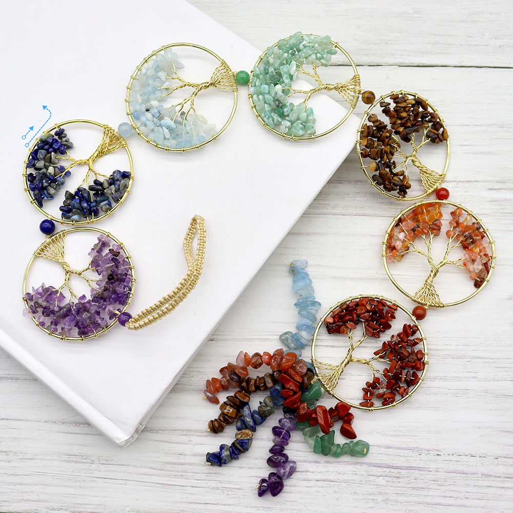 7 Chakra Crystal Tree of Life Hanging Natural Stones Car and Home Decor