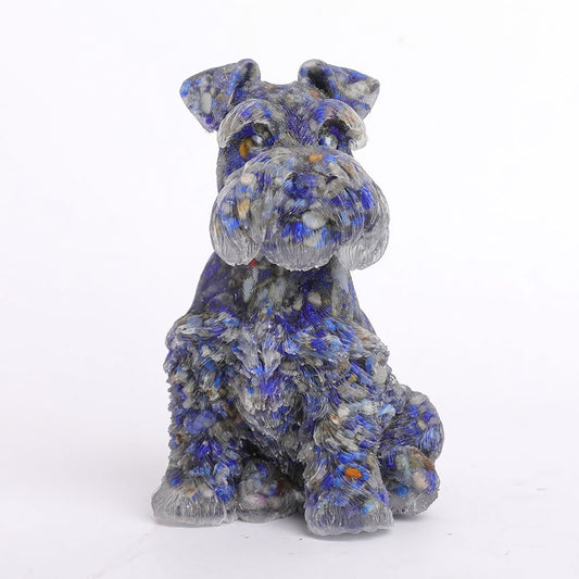 Lapis Gravel Resin Dog Figurines Schnauzer