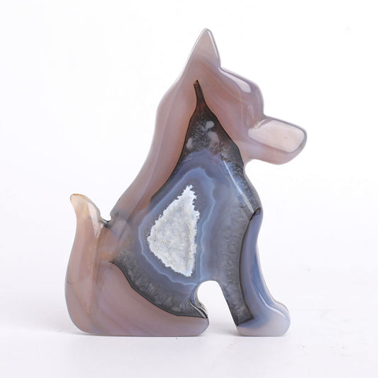 Druzy Agate Dog Carvings