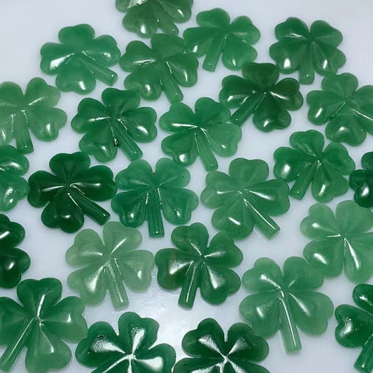 2" Green Aventurine Four-Leaf Clovers Crystal Carvings