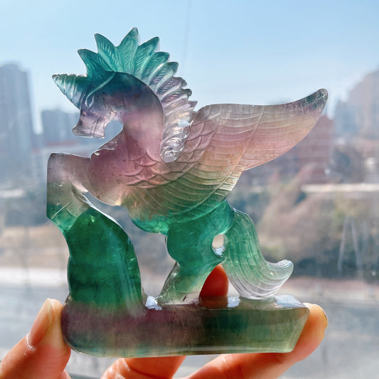 4.0" Fluorite Unicorn Crystal Carvings