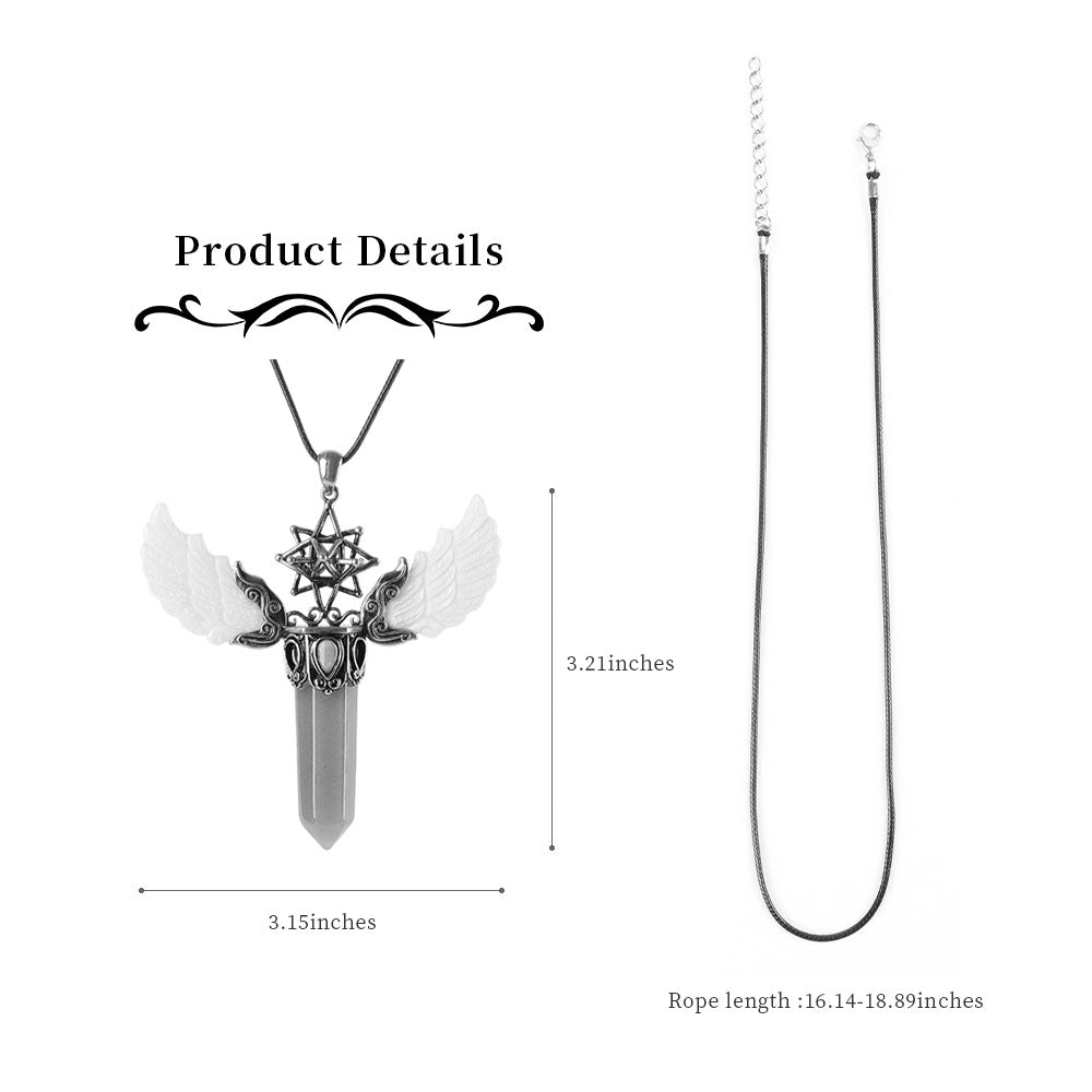 Crystal Pendant with Vintage Wing Decor