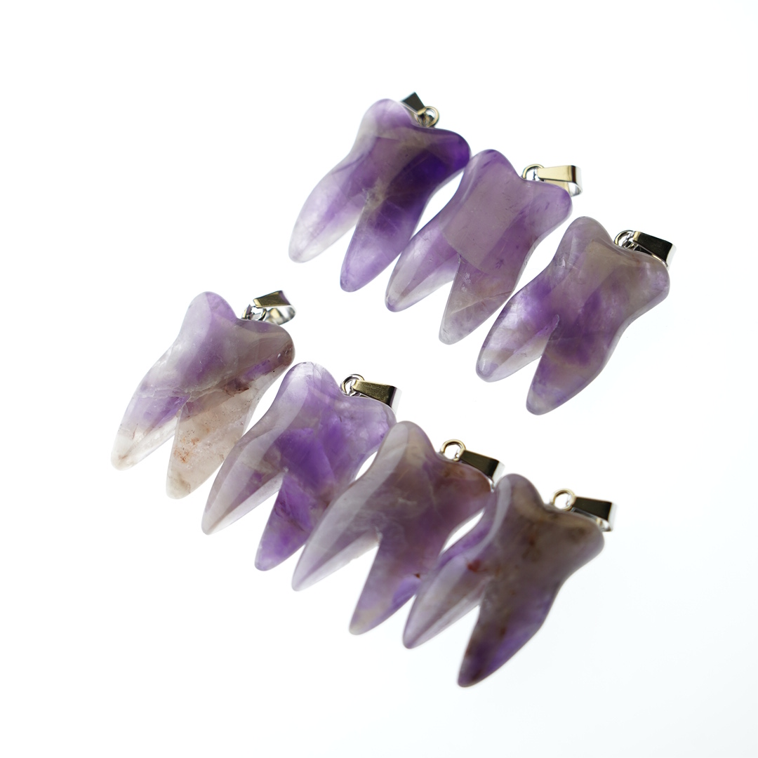 1.2" Mixed Crystal Tooth Shape Pendant Bulk Wholesale