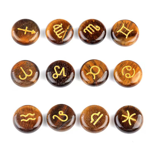 18mm Crystal Zodiac Disc Coins Bag Crystal Healing Bulk Wholesale