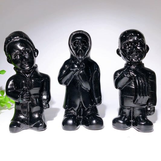 5.4" Black Obsidian Killer Carvings Bulk Wholesale