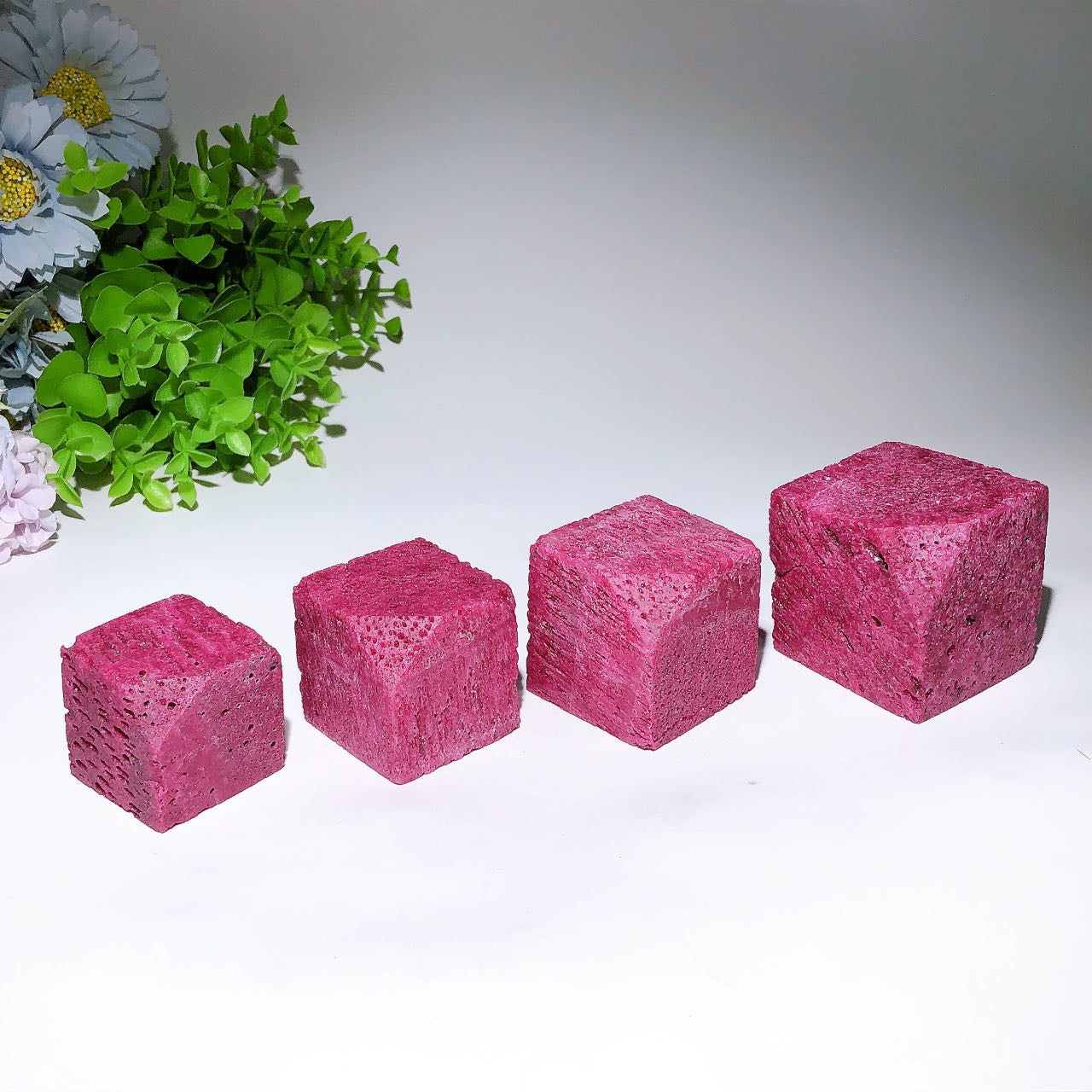 1.3"-2.4" UV Reactive Honeycomb Calcite Cube Carvings Bulk Wholesale