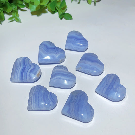 1.0"-1.3" Blue Lace Agate Heart Carvings Crystal Healing Bulk Wholesale