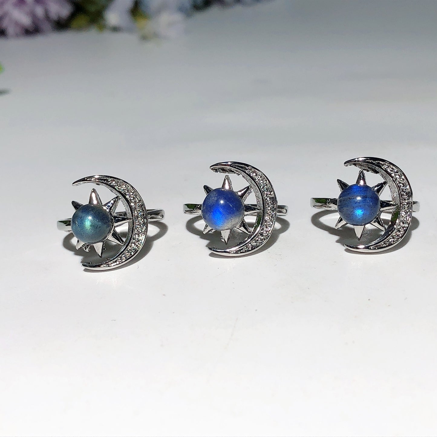 Labradorite Adjustable Moon Butterfly Ring Bulk Wholesale