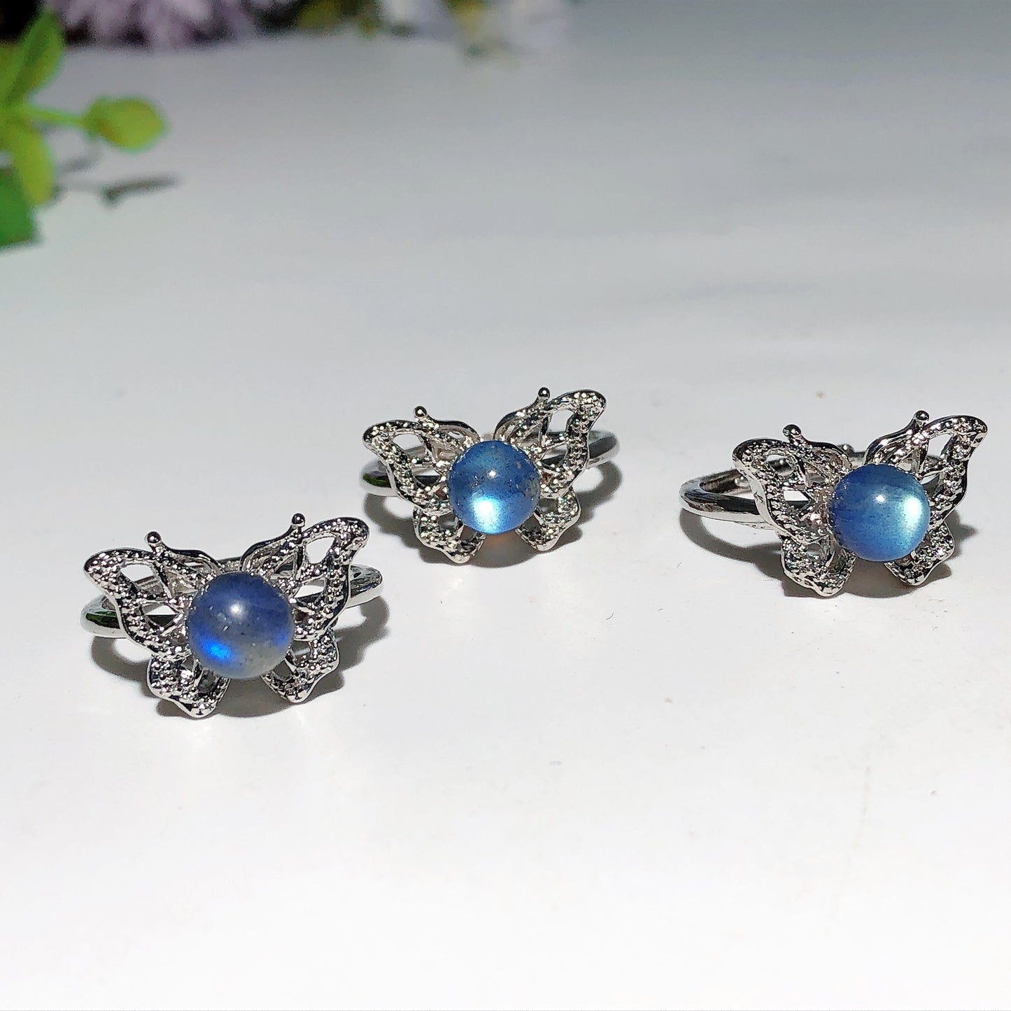 Labradorite Adjustable Moon Butterfly Ring Bulk Wholesale