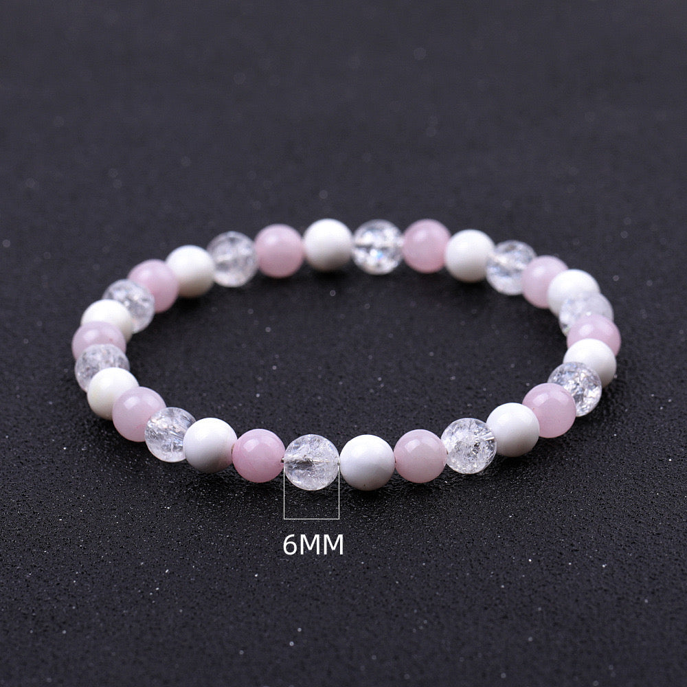 6-10mm Rose Quartz Jade Crack Clear Quartz Mixed Bracelet Bulk Wholesale