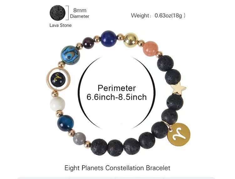 8mm Mixed Crystal Eight Planets Constellation Bracelet