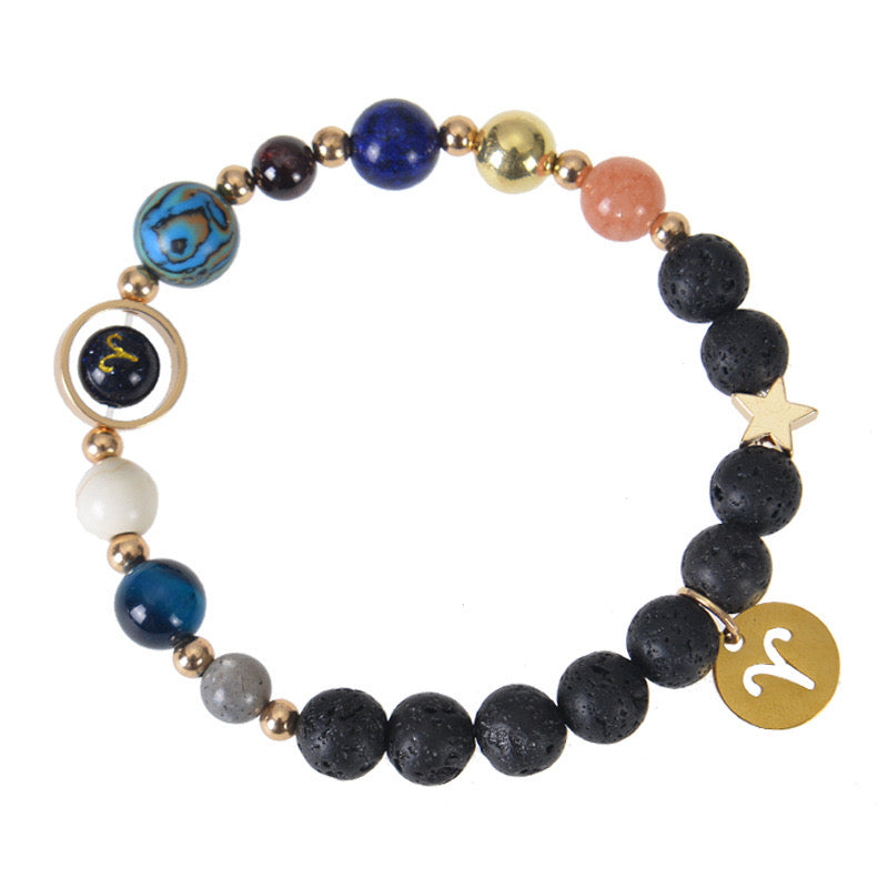 8mm Mixed Crystal Eight Planets Constellation Bracelet