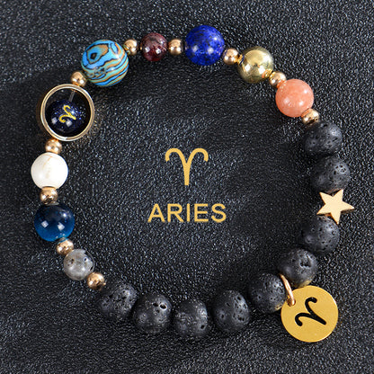 8mm Mixed Crystal Eight Planets Constellation Bracelet