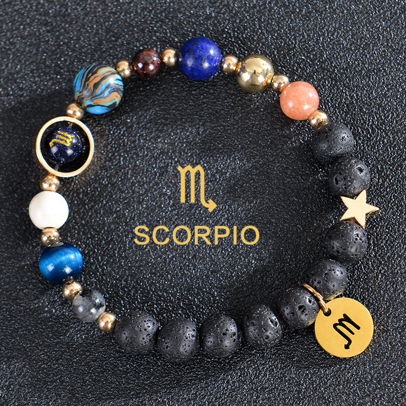 8mm Mixed Crystal Eight Planets Constellation Bracelet