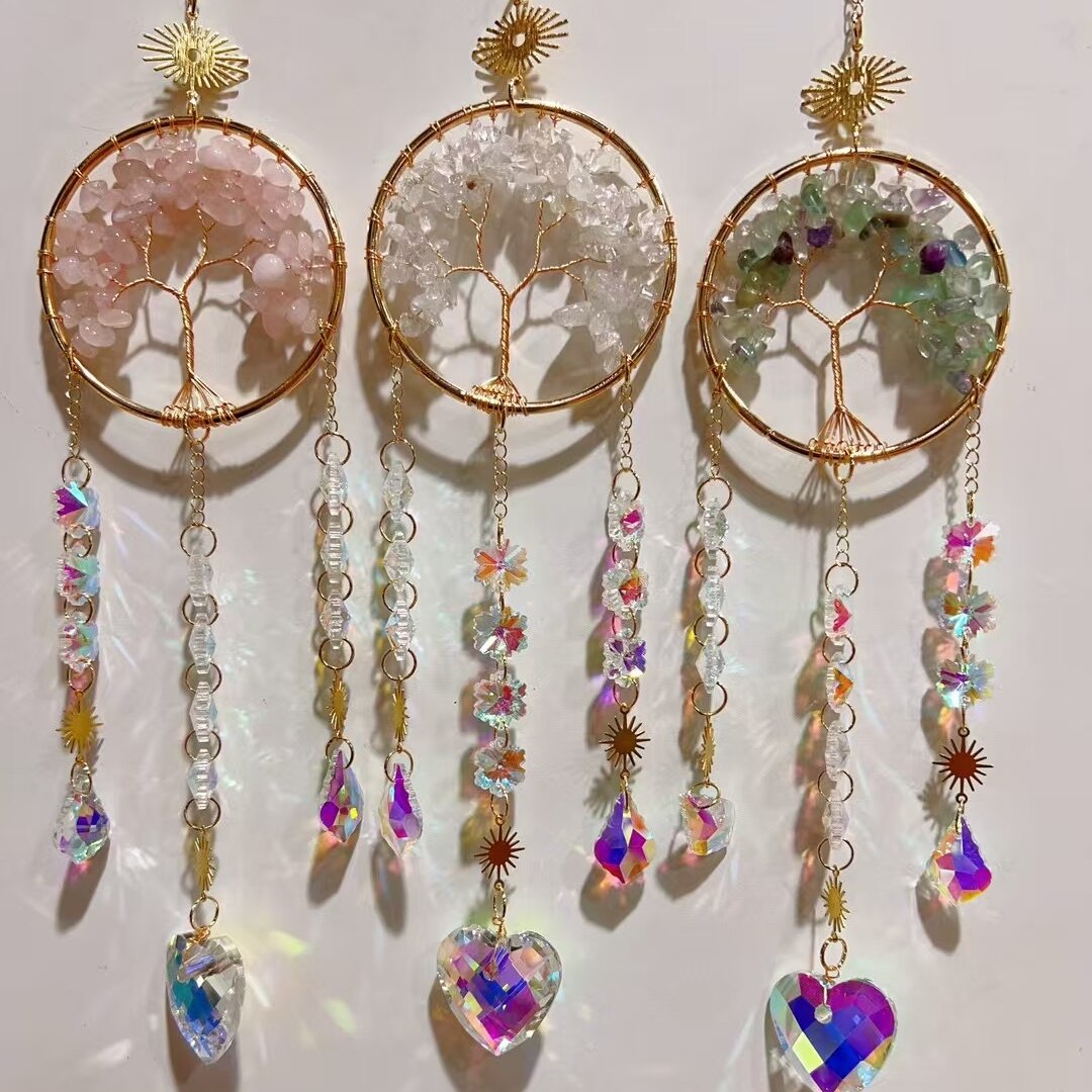 Crystal Chips Golden Life Tree Suncatcher Bulk Wholesale