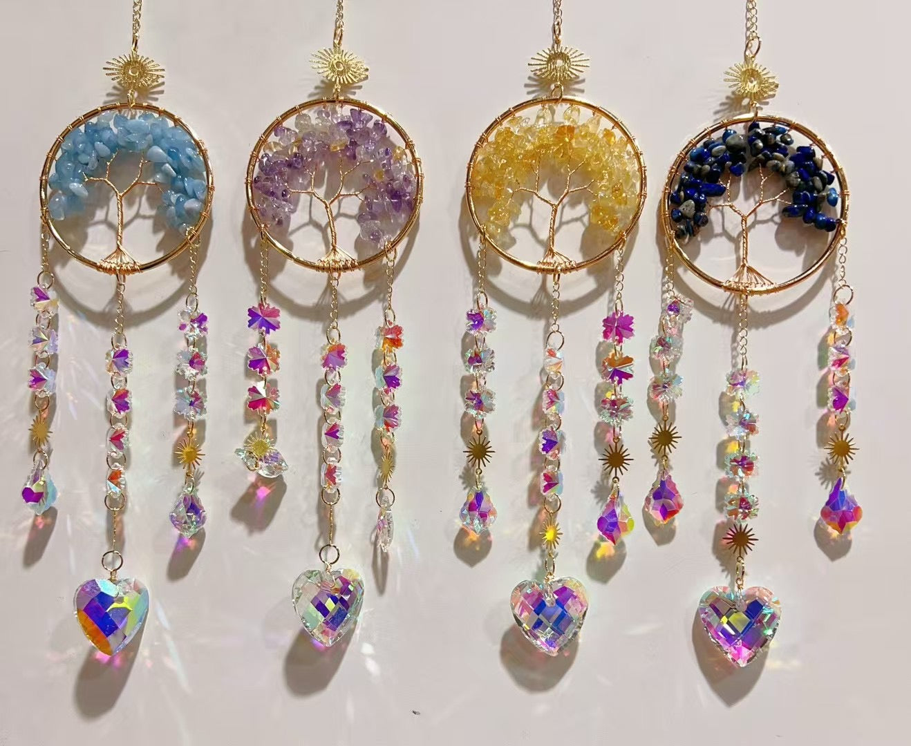 Crystal Chips Golden Life Tree Suncatcher Crystal Healing Bulk Wholesale